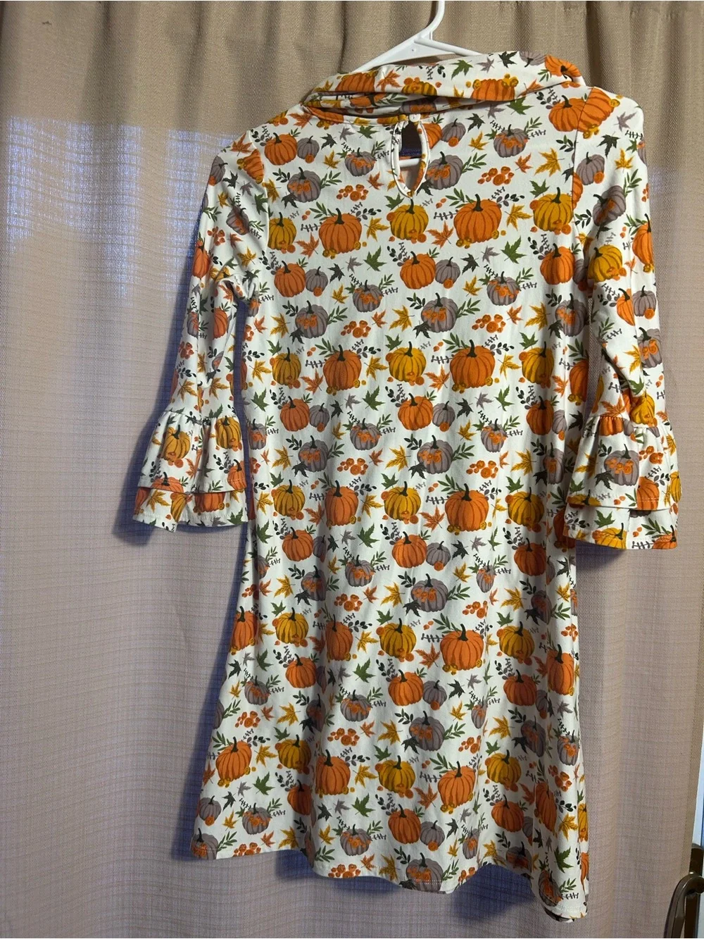 Girls 14 RARE EDITIONS Fall Pumpkin Theme Dress Matching Scarf